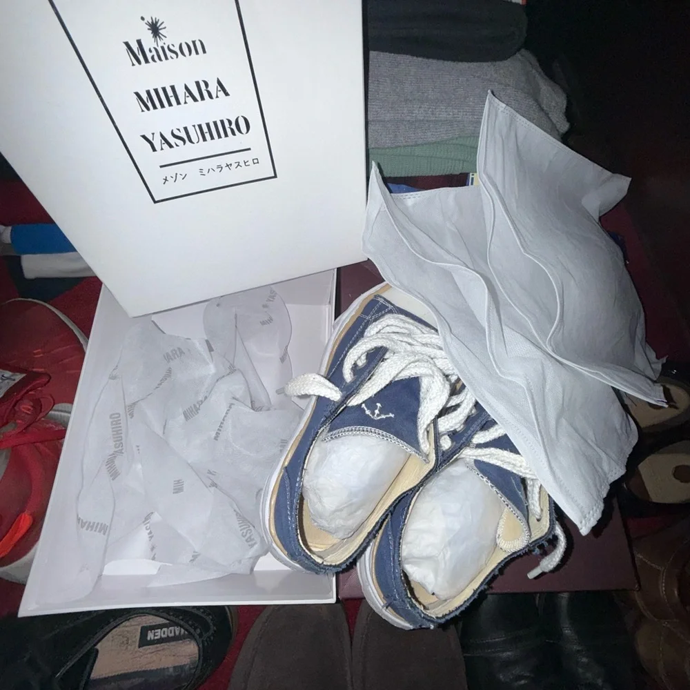 Miharayasuhiro Navy and White Low-Top Sneakers